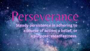 Field of stars with the word Perseverance and its definition